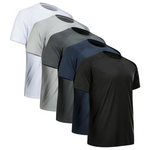 5-Pack Men's Quick Dry Performance Short Sleeve Athletic Shirt