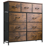 Wlive 9-Drawer Tall Fabric Dresser w/ Steel Frame & Wood Top