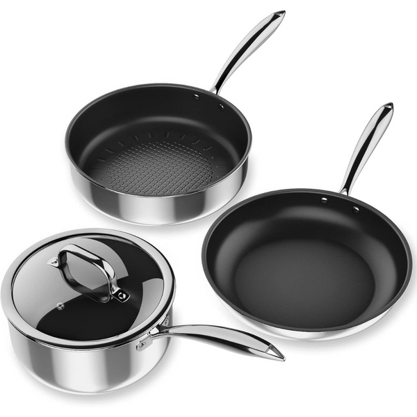 4-Piece Stainless Steel Pots and Pans Set with Lid