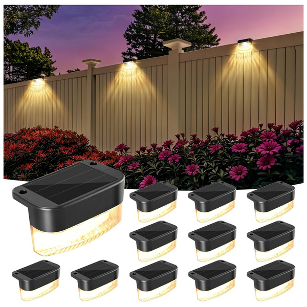 12-Pack 3 Colors & 6 Modes LED Solar Deck Lights