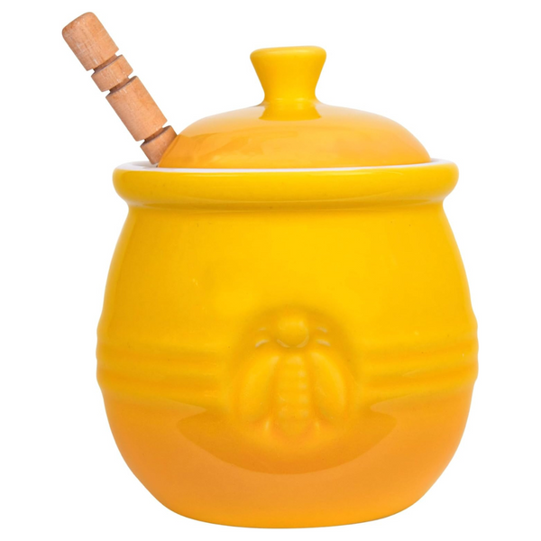 Creative Co-Op Stoneware Honey Pot With Wood Honey Dipper