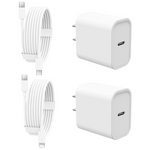 2-Pack 20W Fast Wall Charger Block With 6FT USB-C Cable
