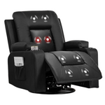 Swivel Rocker Recliner Chair W/ Massage Heat Cup Holders