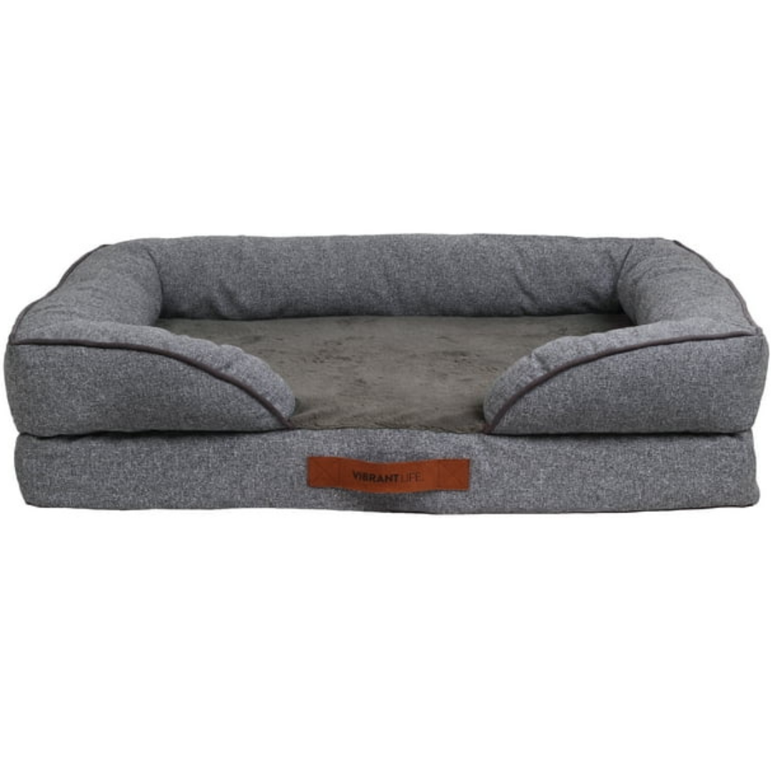 Vibrant Life Large Cozy Orthopedic Sofa-Style Dog & Cat Bed (Gray)