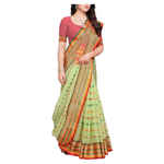 Women's Kota Doria Cotton Manipuri Saree With Unstitched Blouse