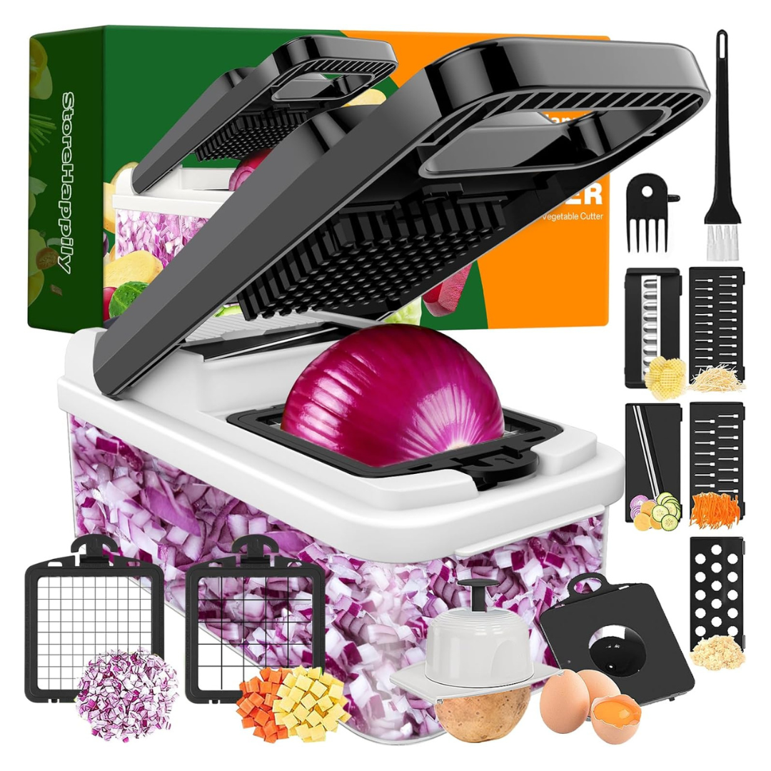 12-In-1 Multifunctional 7-Blades Vegetable Chopper W/ Container & Lid