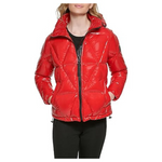 Karl Lagerfeld Paris Women's Glossy Rain Wear Short Puffer