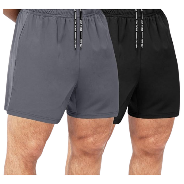 2-Pack Men's Quick Dry Gym Shorts With Zipper Pockets (Various Colors)