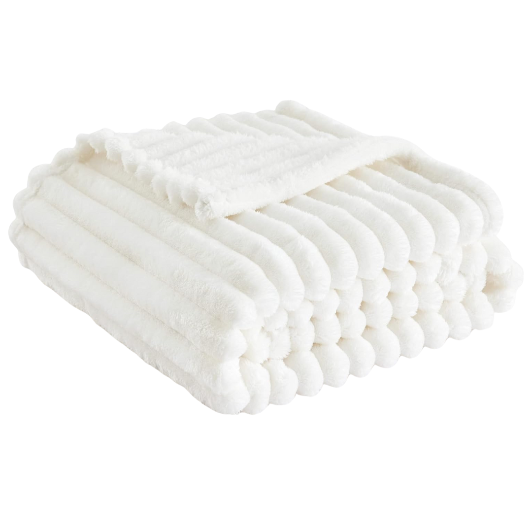 Bedsure 50" x 60" Super Soft Cozy White Throw Blanket