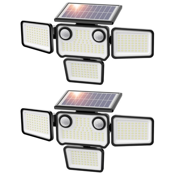 2-Pack 3000LM Waterproof 254 LED Solar Flood Lights