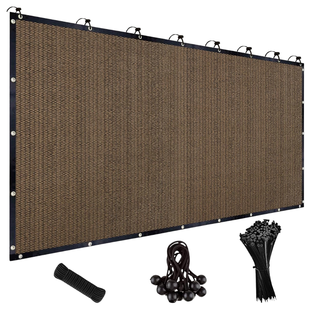 Shade&Beyond 8" x 12" Mocha Sun Shade Cloth With Grommets
