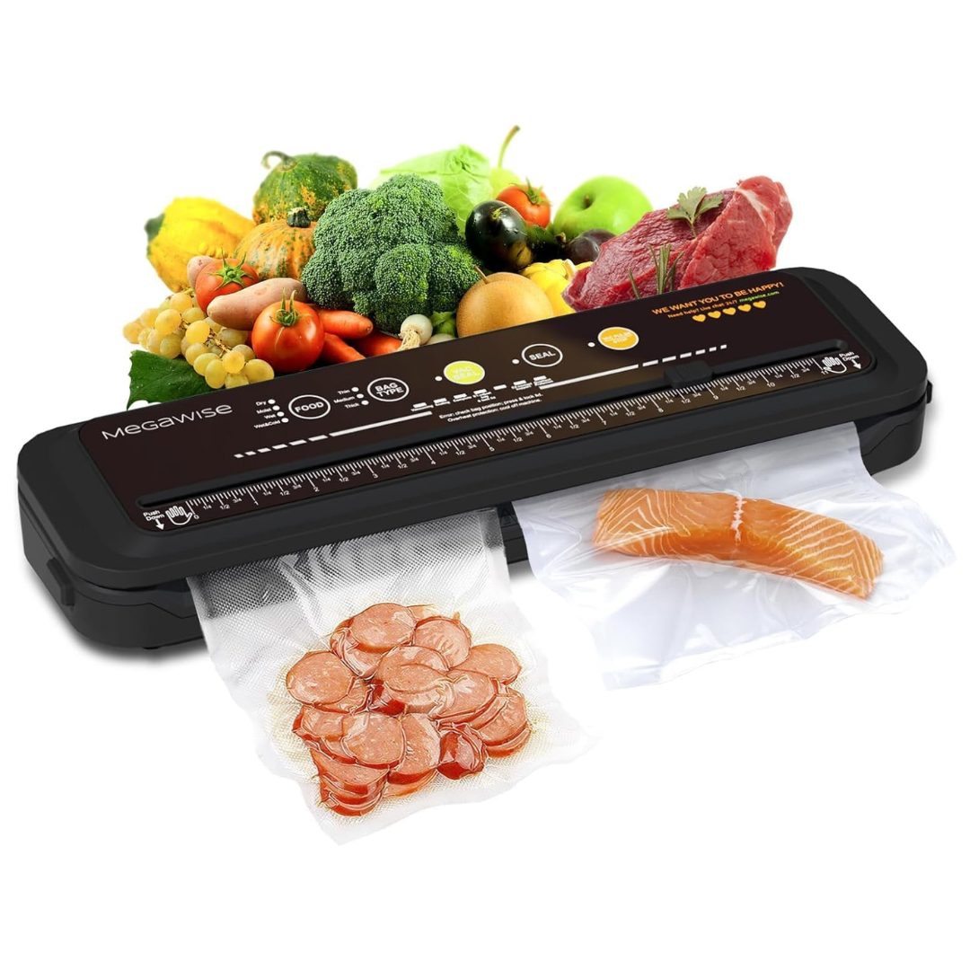 MegaWise Vacuum Food Sealer Machine With Starter Kit & Built-in Cutter