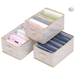 3-Pack 6-Grid Foldable Fabric Clothes Organizer