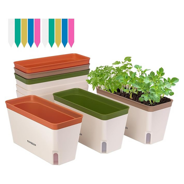 6-Pack 10.5" Compact Rectangular Window Herb Planter Box