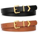 2-Pack Women's Skinny Leather Belts For Jeans
