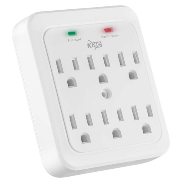 KMC 980 Joule 6-Outlet Wall Plug Adapter Power Strip