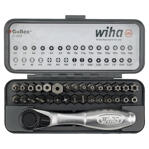 32-Piece Wiha 74958 GoBox Security Bit Set With Mini Ratchet