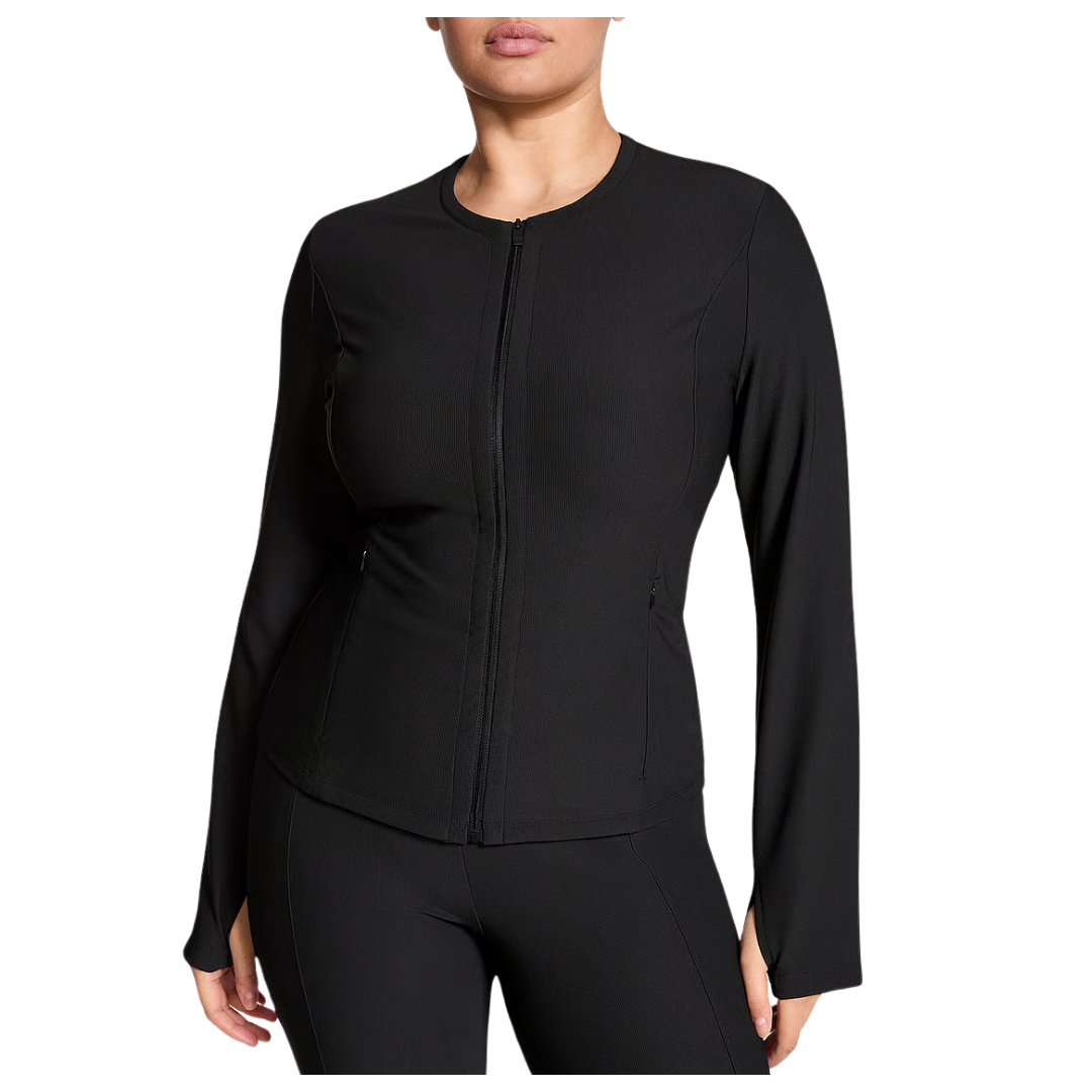 Victorias Secret Women's VSX Luxrib Full-Zip Jacket (Black)