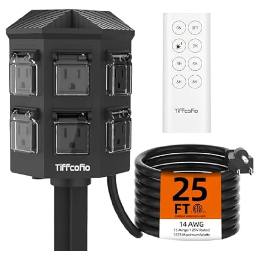 TiFFCOFiO Outdoor Power Strip With 25ft Extension Cord