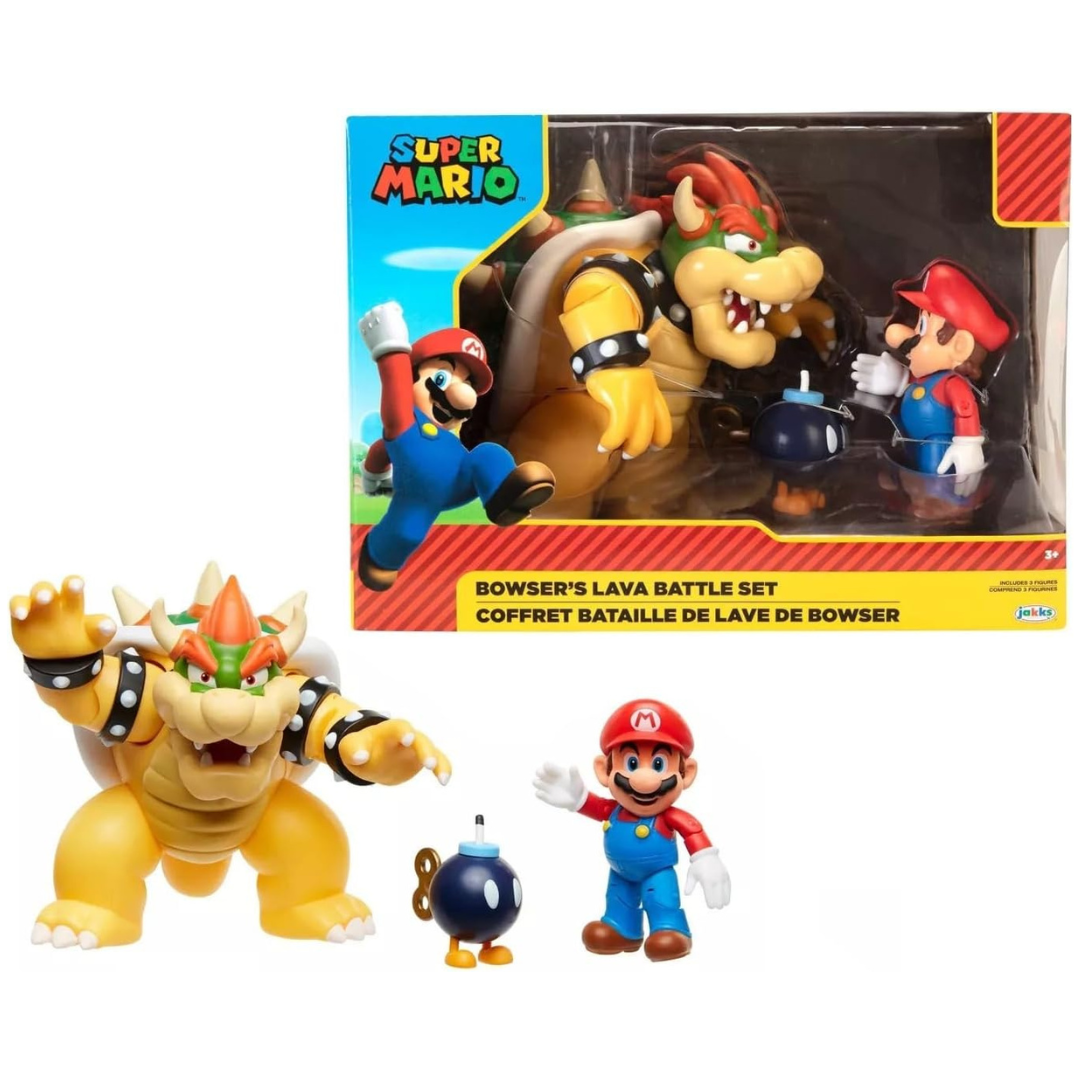 3-Pack Super Mario World Of Nintendo Super Mario Bowser BOB OMB Figure