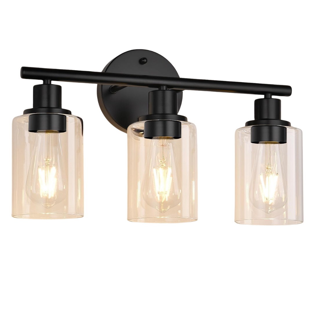 Zarbitta 3-Light Bathroom Black Modern Vanity Lights Fixtures