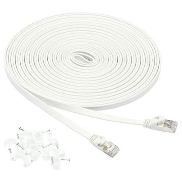 30ft Amazon Basics Flat 600MHz RJ45 Cat 7 Snagless Ethernet Patch Cable