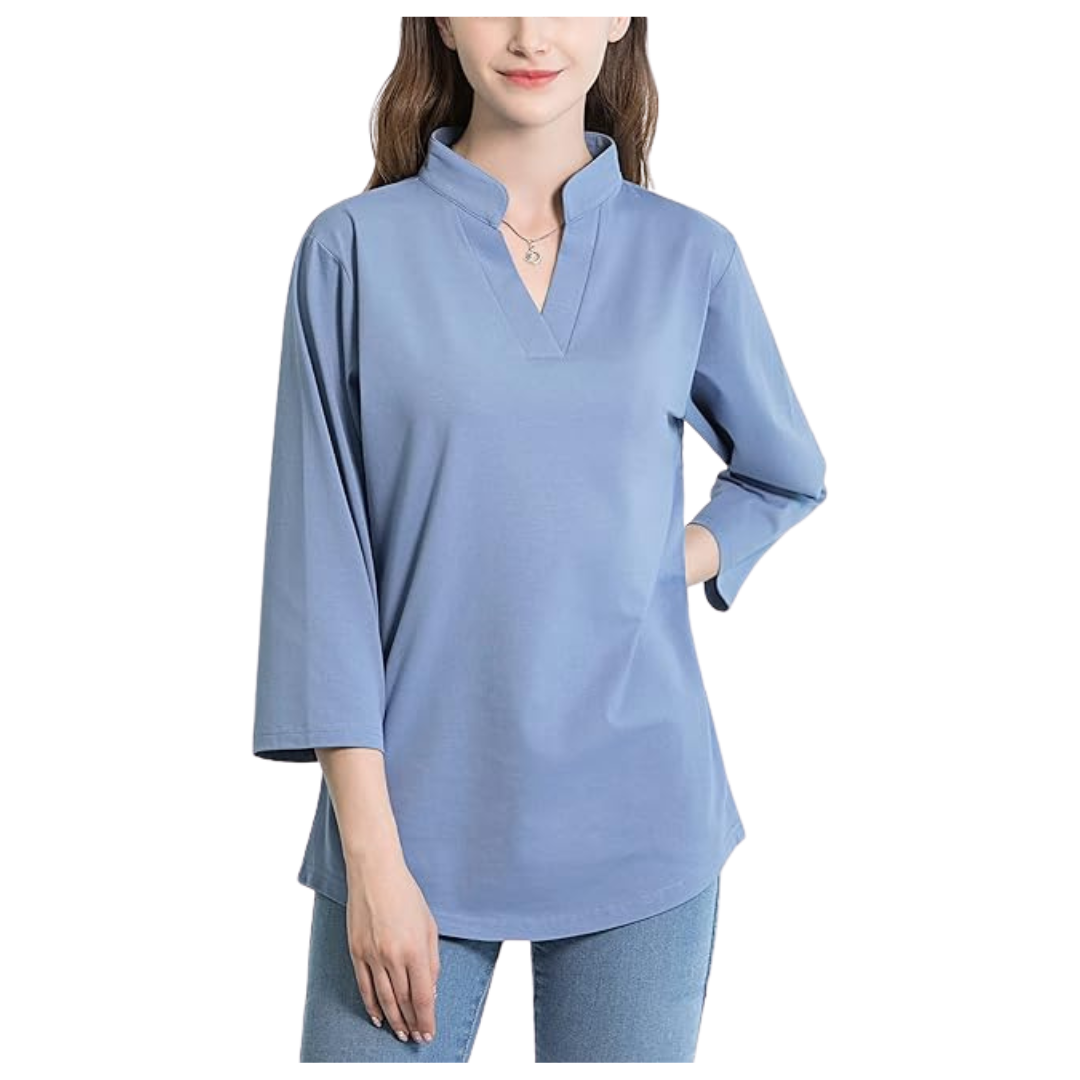 Women's V Neck Stretch Loose Tunic Tops