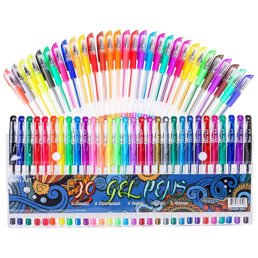 Aen Art Set Of 30 Gel Pens With 40% More Ink