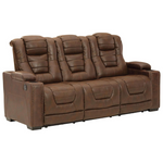 Signature Design By Ashley Owner’s Box Faux Leather Power Reclining Sofa With Adjustable Headrest