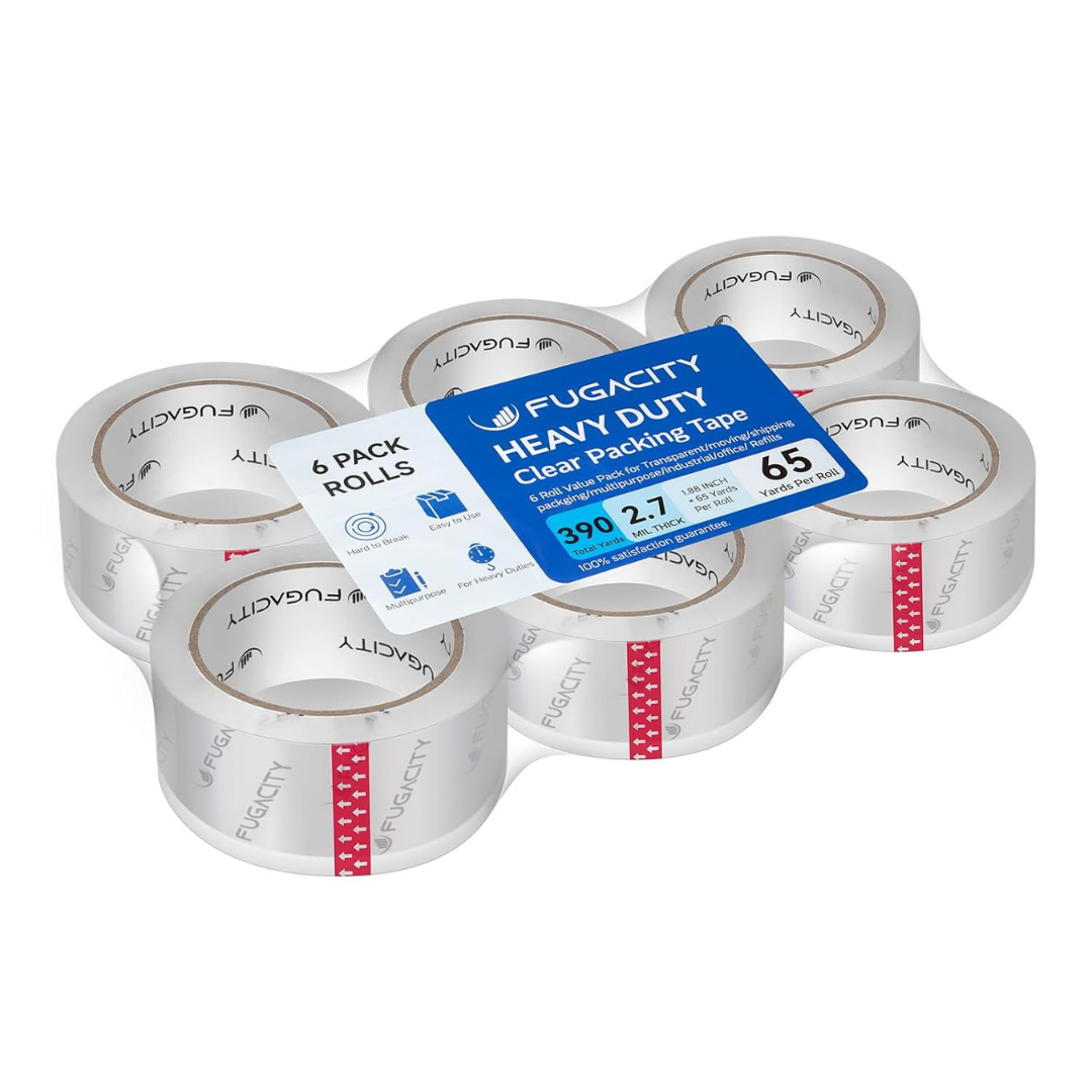 6-Pack Clear Packing Tape Refills Rolls
