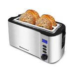Elite Gourmet ECT4400B Long Slot 4 Slice Stainless Steel Toaster