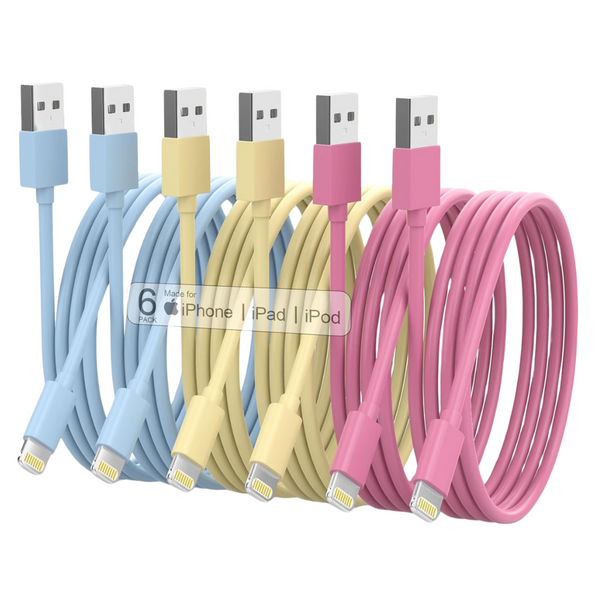 6-Pack Apple MFi Certified Lightning Cables