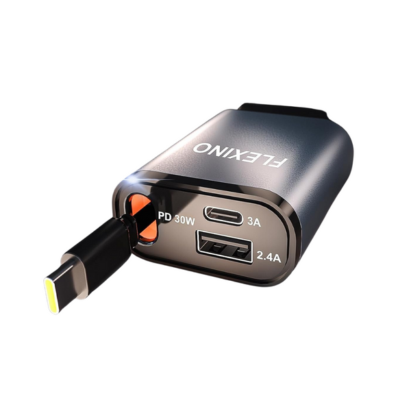 57W Ultra-Slim Retractable USB-C Car Charger Adaptor