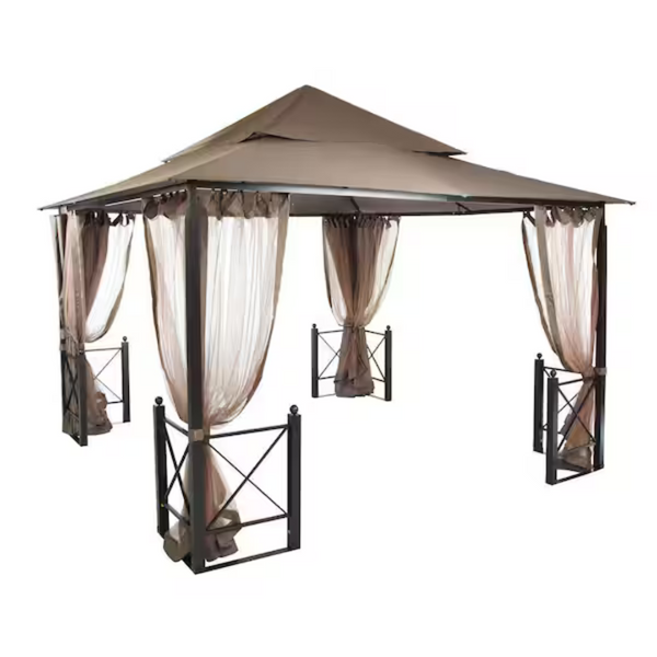 Hampton Bay 12ft. x 12ft. Outdoor Patio Harbor Gazebo (Tan)
