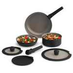 8-Piece Bella Removable Handle Cookware Set With Silicone Rims