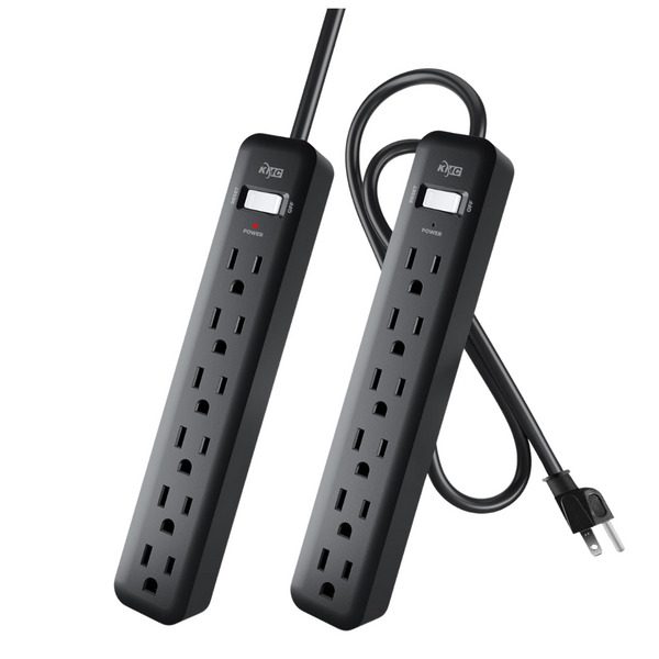 2-Pack KMC 2ft Short Extension Cord With Multiple Outlets