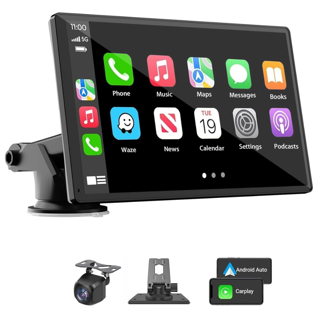 Portable 7" HD Touchscreen Wireless Carplay Car Stereo