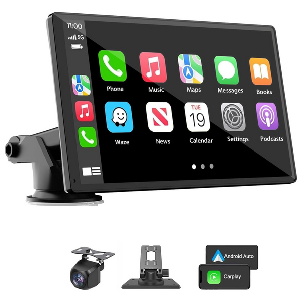 Portable 7" HD Touchscreen Wireless Carplay Car Stereo