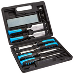 8-Pc Amazon Basics Wood Carving Chisel Set W/ Honing Guide, Sharpening Stone & Case