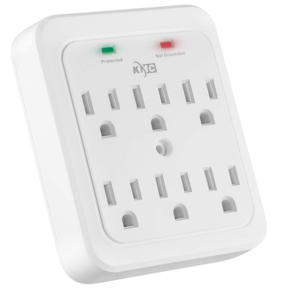 KMC 980 Joule 6-Outlet Wall Plug Adapter Power Strip