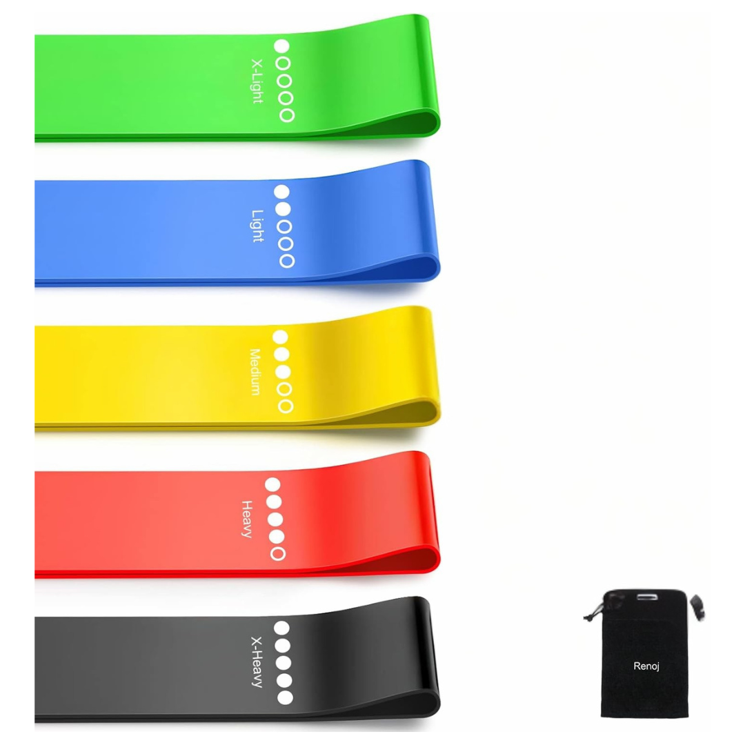 5-Pack Renoj Elastic Resistance Exercise Loop Bands For Workout