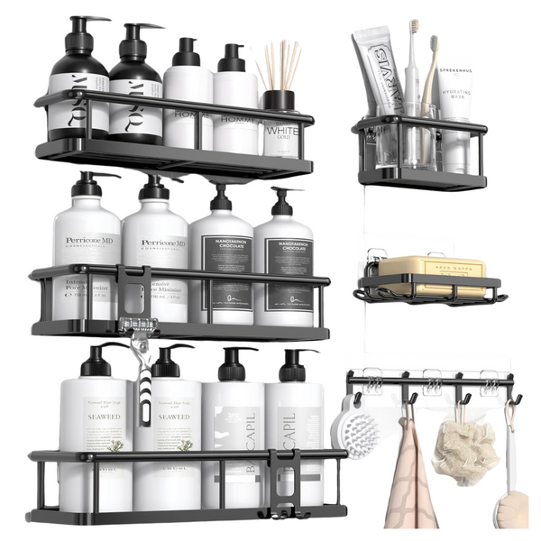 6-Pack Large Shower Caddy Organizer W/ Soap Holder & Hooks