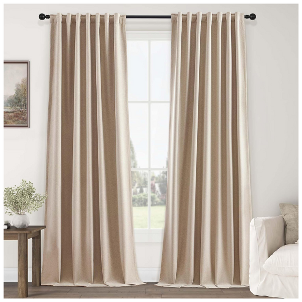 2-Pack Blackout Linen Curtains (102"L x 52"W)