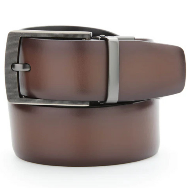 Perry Ellis Men's Cabernet Leather Reversible Belt (Brown)