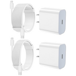 2-Pack 20W Wall Charger Adapter with 6 &10-Ft Cable