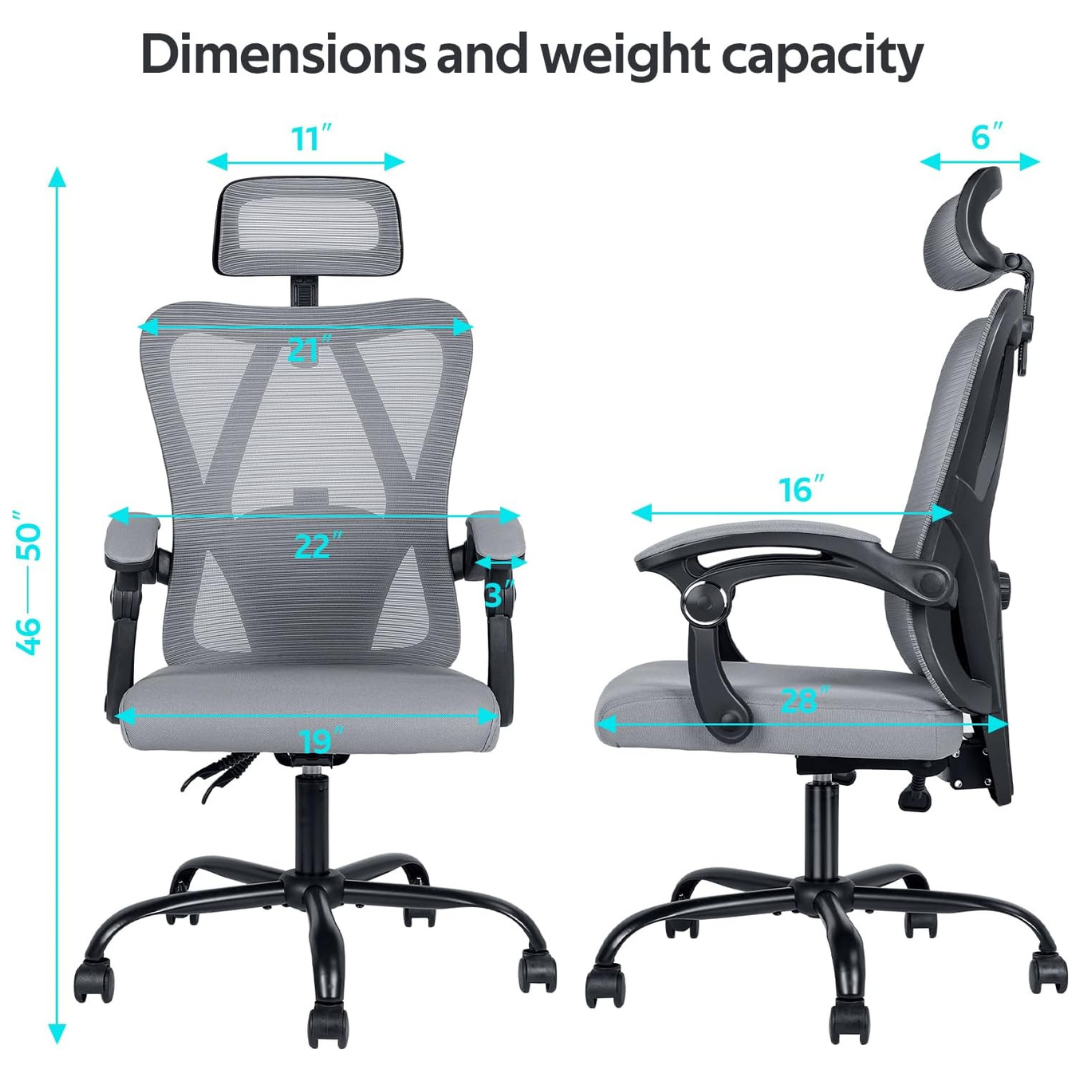 AraSyleon Ergonomic High-Back Office Chair with Headrest