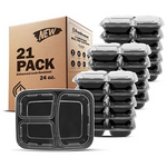21-Pack 24oz Freshware 3-Compartment Meal Prep Containers w/ Lids
