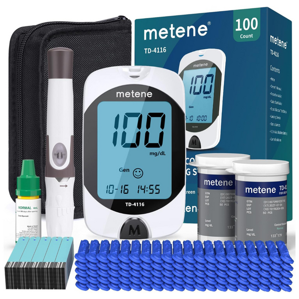Metene TD-4116 Blood Glucose Monitor Kit With 100 Strips