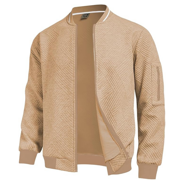 Men's Textured Casual Varsity Lightweight Bomber Jacket