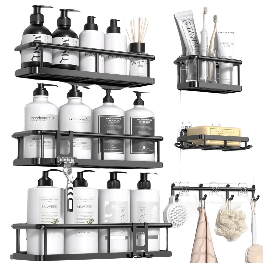 6-Pack Large Shower Caddy Organizer W/ Soap Holder & Hooks